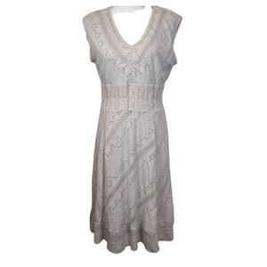 Rabbit Rabbit Rabbit Designs Crochet Lace Dress Cream Ivory Stretch Size 10